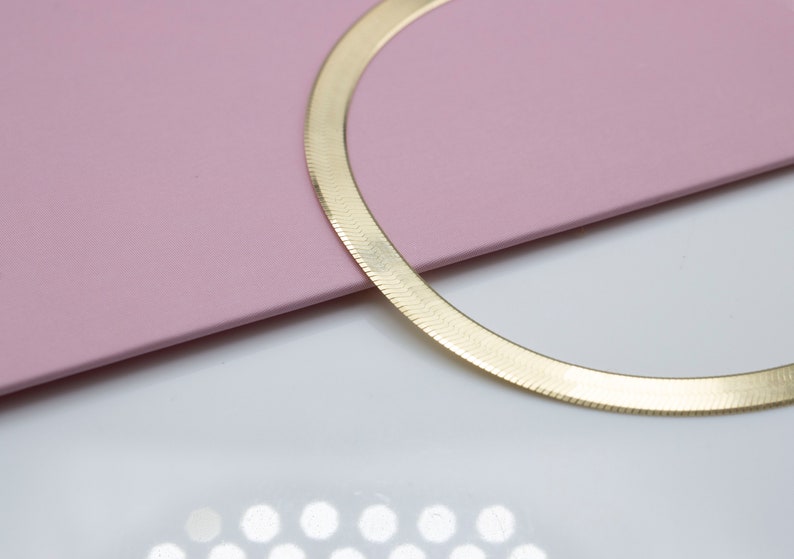 10K Solid Gold Herringbone Chain Bracelet / Boyfriend Bold Etsy