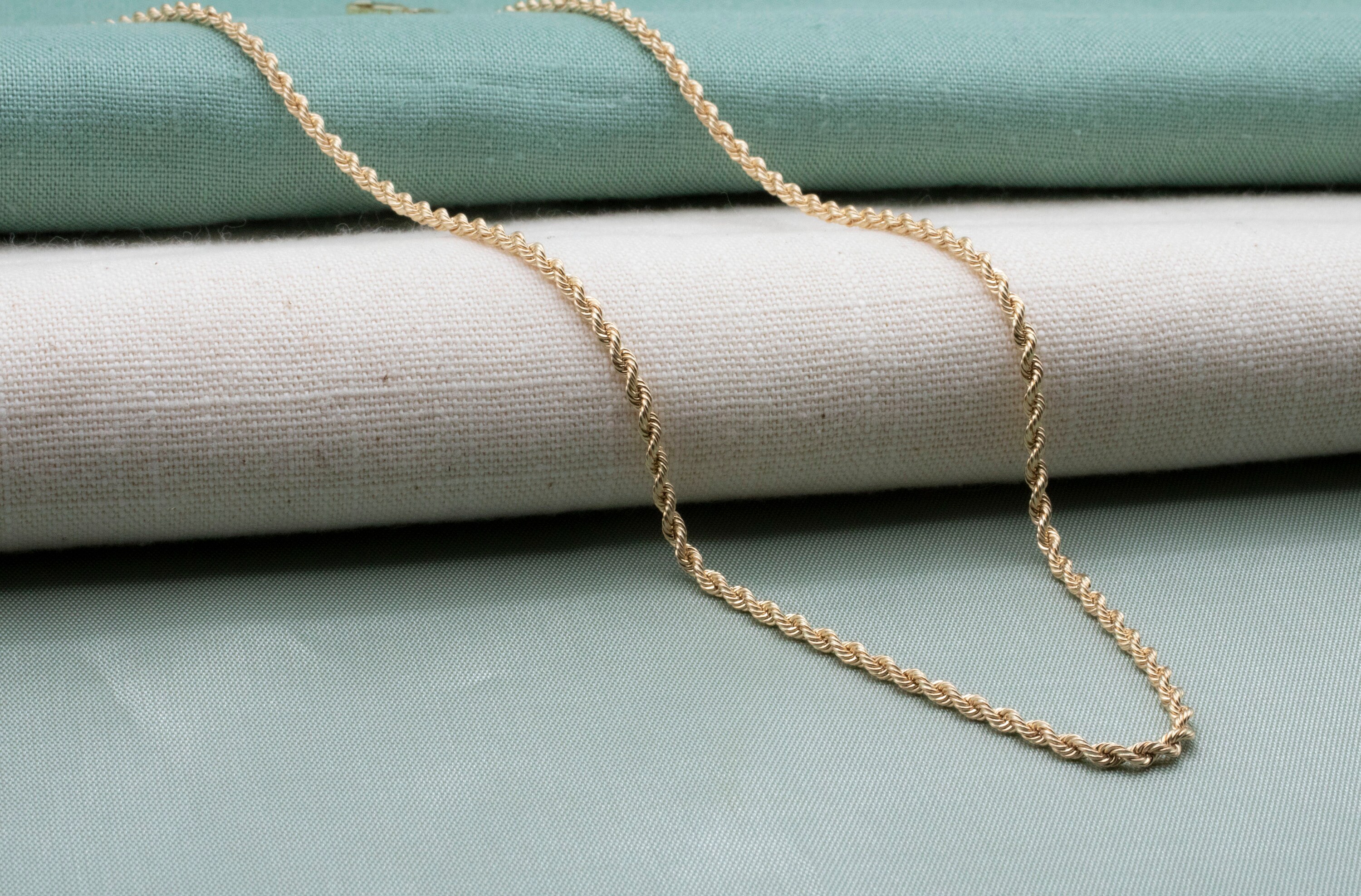 Catene A Corda In Oro Giallo 10k, Collana In Oro Massiccio 10k, 2 Mm 3 Mm 4 Mm 5 Mm, 16" 18" 20" 22" 24", Con Robusta Chiusura A Moschettone, Di TILO Jewelry - Italia - Foto 10