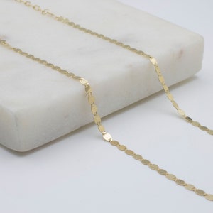 10K Solid Gold  Mirror Chain Chocker Necklace , Minimal and Thin Designed Chain Necklace , Stackable Layering Gold Chain,