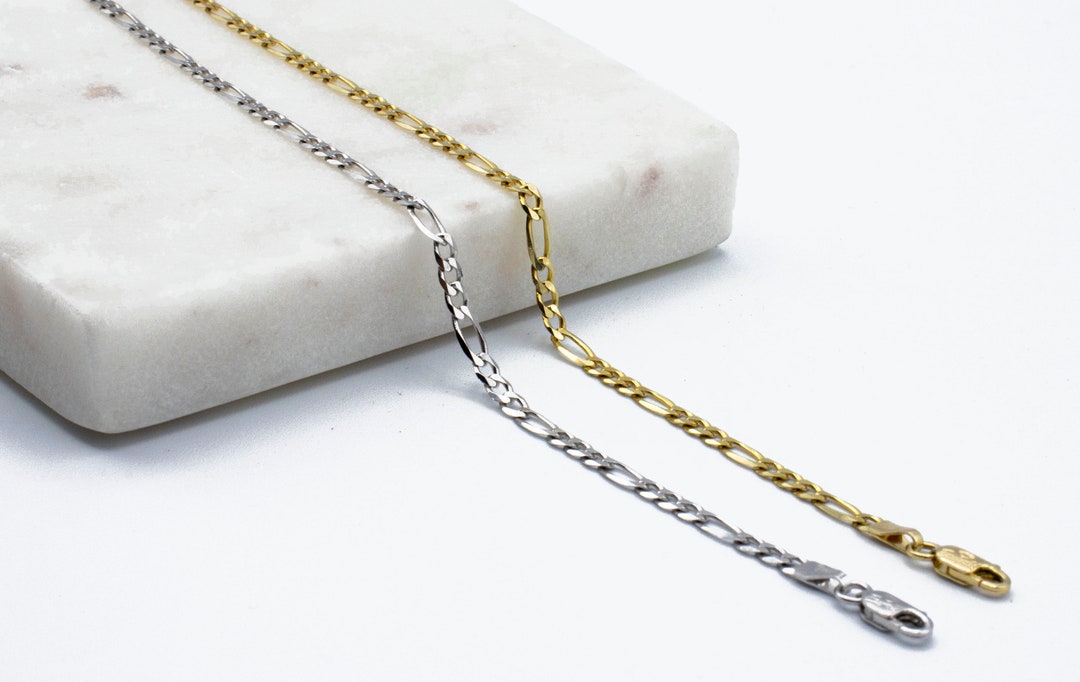 10K Solid Gold Figaro Bracelet / Gold Figaro Chain / Figaro Bracelet