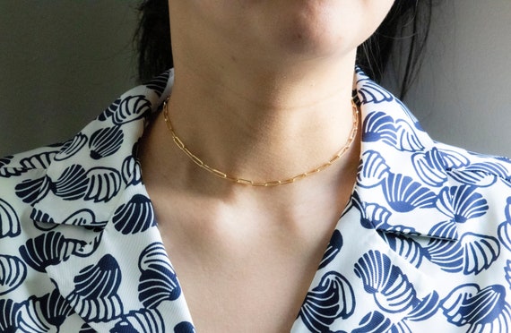 10K Solid Gold Paperclip Necklace Boyfriend Bold Everyday