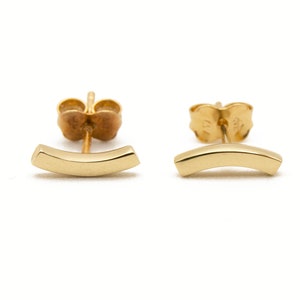 10K Solid Gold Smile Studs / Dainty Gold Studs / Curved Gold Bar Earrings / Short Gold Studs / Fine Gold / Minimalist/ Everyday Stud