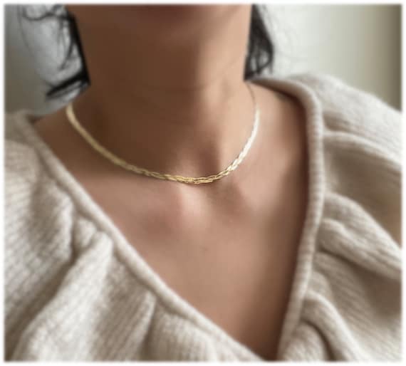 925 Silver Tri Color Yellow White Rose Gold Braided Herringbone Chain –  MIAMISILVER