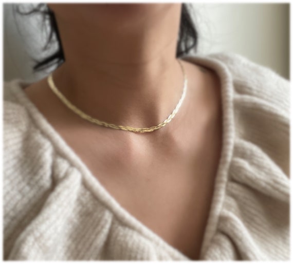 10K Solid Gold Braided Herringbone 