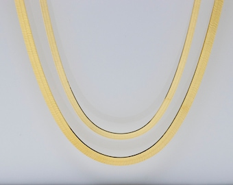 Collar de cadena de espiga de oro macizo de 10 quilates / 3 mm / 4 mm / Clásico y audaz / Cadena de oro amarillo macizo / Collar moderno / 14" 16" 18"
