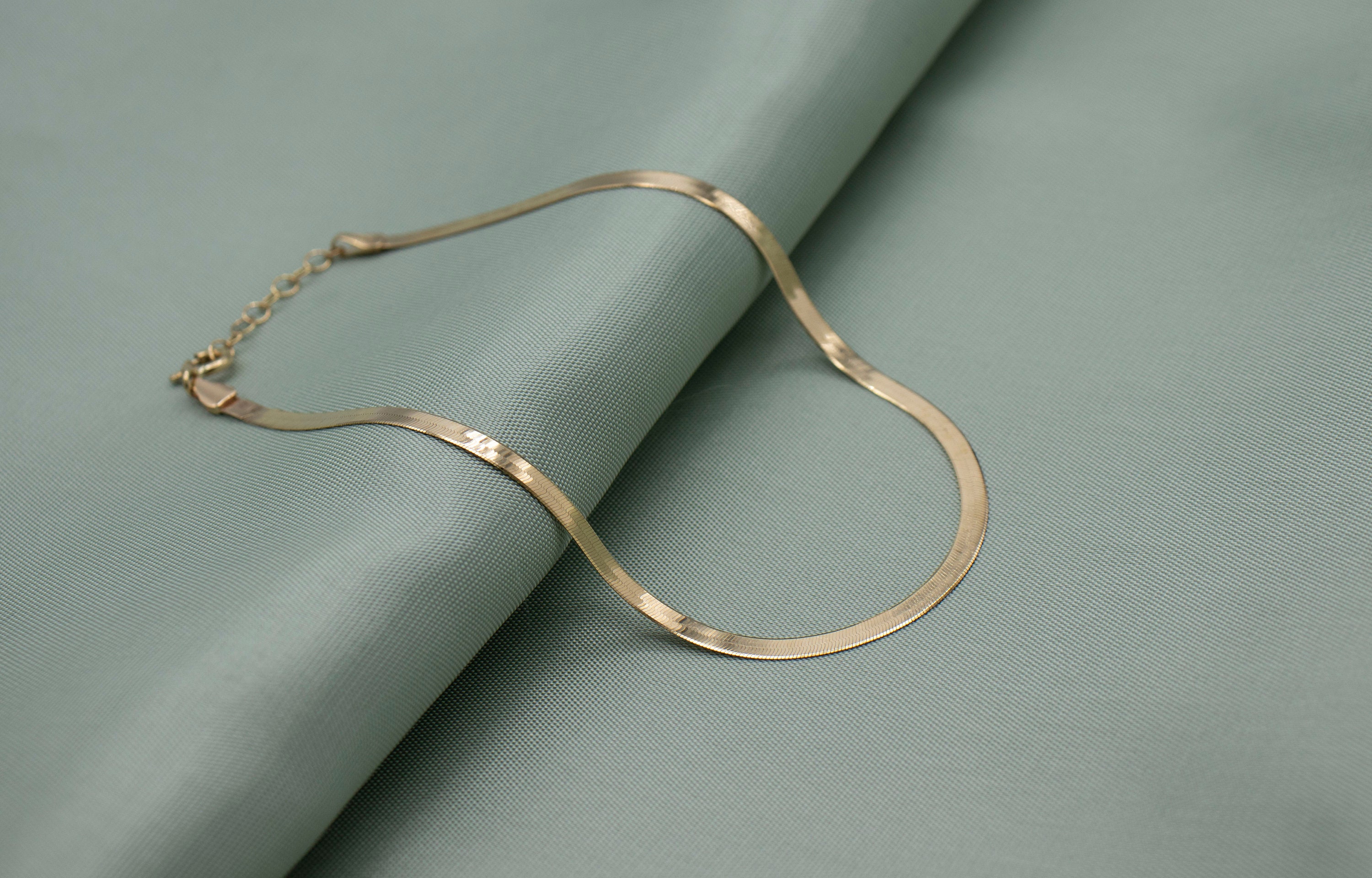 10K Solid Gold Herringbone Anklet / Delicate Anklet Bracelet / Etsy UK