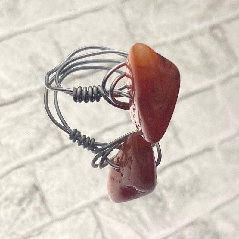 Handmade Large Crystal Wire Wrap Ring-Each Ring Unique-Raw Gemstone Ring Healing Crystal Easter Gift. Silver-Bespoke Statement Ring