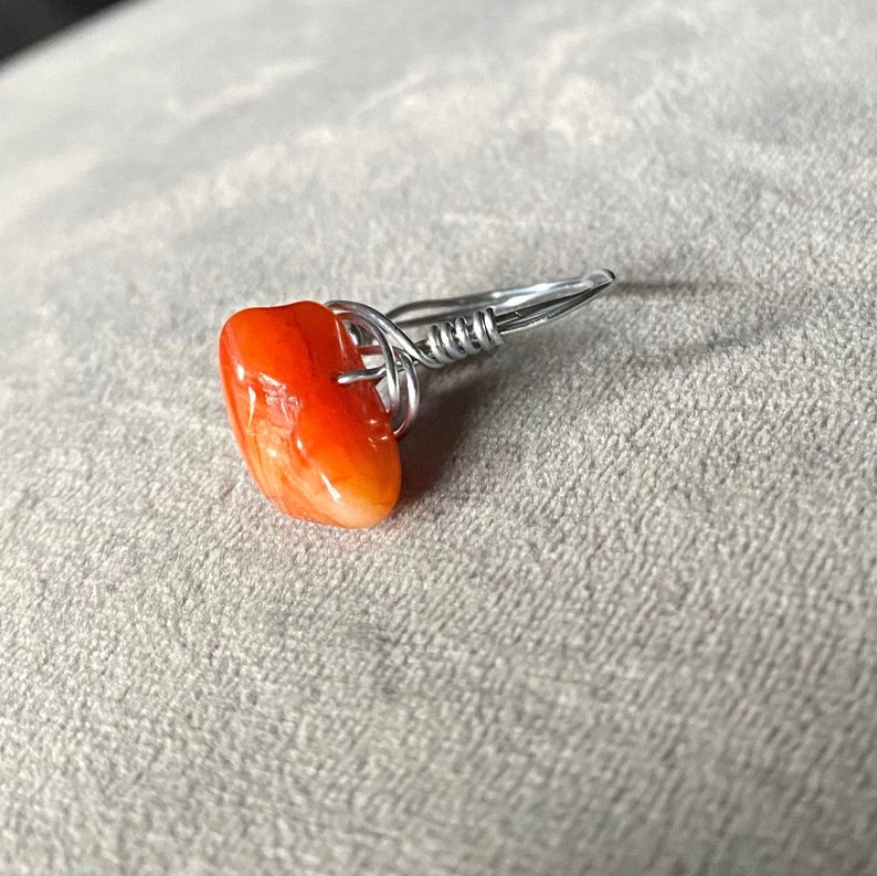 Handmade Large Crystal Wire Wrap Ring-Each Ring Unique-Raw Gemstone Ring Healing Crystal Easter Gift. Silver-Bespoke Statement Ring