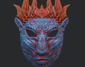 Máscara con temática de fuego y ceniza de Avatar, archivo STL 3D para impresión 3D