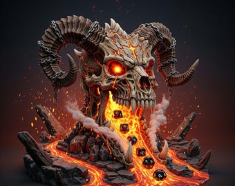 Cráneo Infernal Fauces de Dragón La Torre de Dados STL 3D para impresión 3D