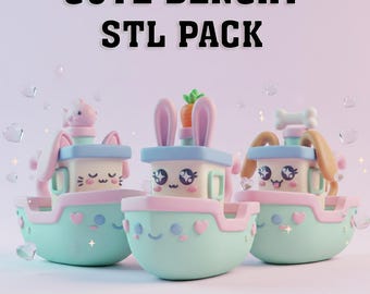 Paquete de figuras de animales Benchy STL: modelos para impresión 3D de gato, conejo y perro (descarga digital)
