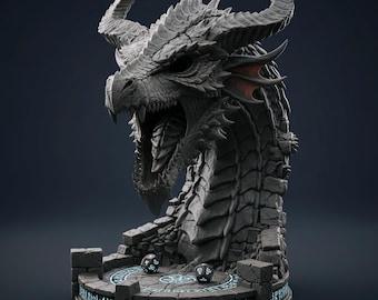 Torre de dados con cabeza de dragón épica, archivo STL 3D para impresión 3D