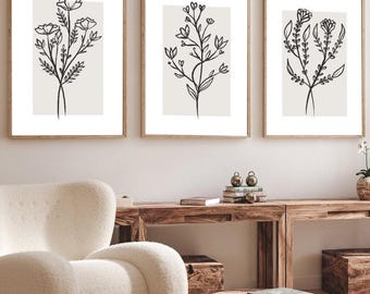 Black and White Wall Art Prints Set of 3 Downloadable Art Prints Living Room Bedroom Wall Decor Gallery Wall Set Minimal Abstract Art Prints