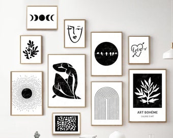 Black and White Wall Art Prints Set of 3 Downloadable Art Prints Living ...