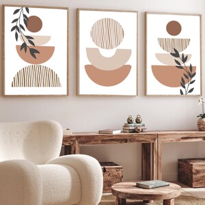 Minimalist Boho Wall Art Prints Set of 3 Gallery Wall Set Boho Prints for Framing Abstract Printable Wall Art Modern Bedroom Wall Decor image 1