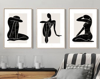 Schwarz und weiß Wandkunst 3er Set Abstrakte Kunstdrucke Download Wohnzimmer Schlafzimmer Wanddekor Galerie Wand Set Minimalistische Kunstdrucke