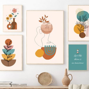 Boho WandKunst Wand set Boho Wanddrucke Moderne Kunst druckbare Wand Kunst Neutral Print Digital Download Abstrakte Kunst Schlafzimmer Wandkunst Bild 1