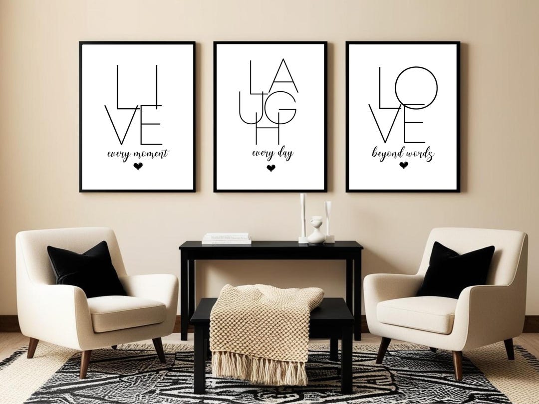 Black and White Wall Art Prints Set of 3 Piece Minimalist Abstract Art ...