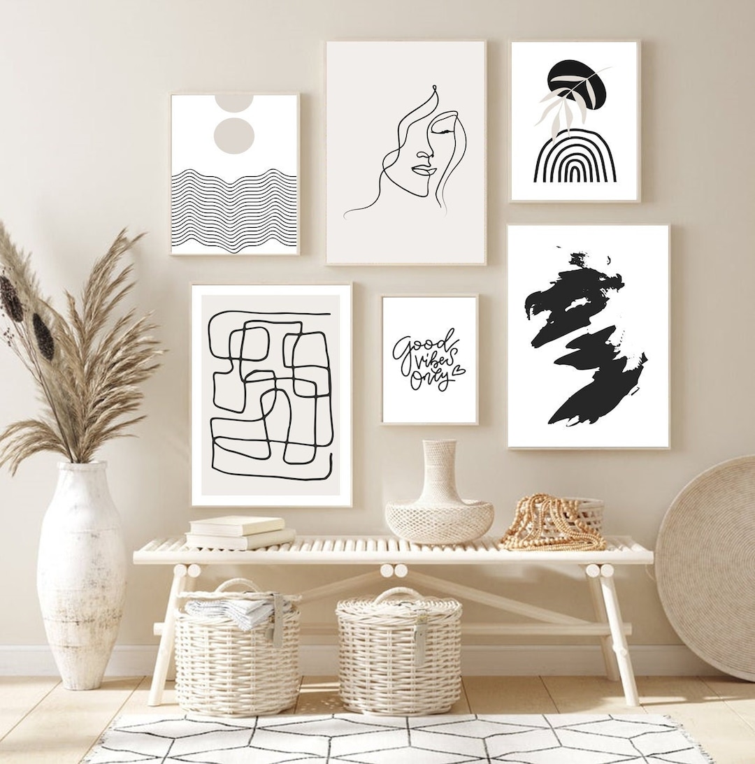 Black and White Prints for Wall Art Set Gallery Prints Boho Wall Decor ...