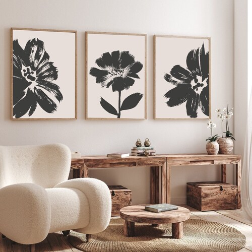 Modern Simple Minimal Gallery Wall Art Set of 3 Black and - Etsy