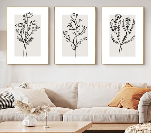 Black and White Wall Art Prints Set of 3 Downloadable Art - Etsy