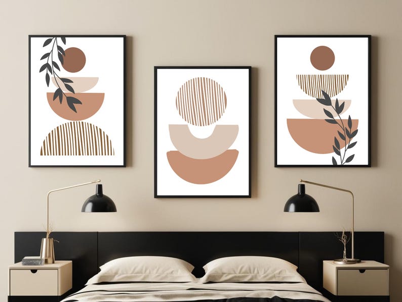 Minimalist Boho Wall Art Prints Set of 3 Gallery Wall Set Boho Prints for Framing Abstract Printable Wall Art Modern Bedroom Wall Decor image 10