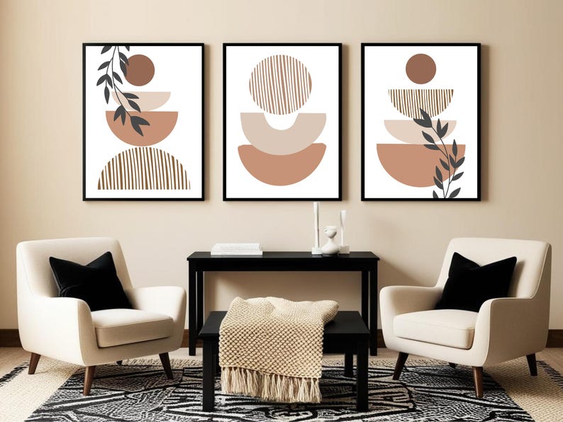 Minimalist Boho Wall Art Prints Set of 3 Gallery Wall Set Boho Prints for Framing Abstract Printable Wall Art Modern Bedroom Wall Decor image 7