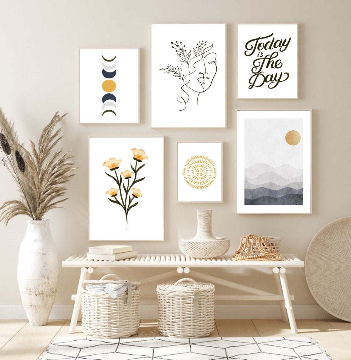 Boho Wall Decor Prints Gallery Wall Art Set Télécharger des Etsy France
