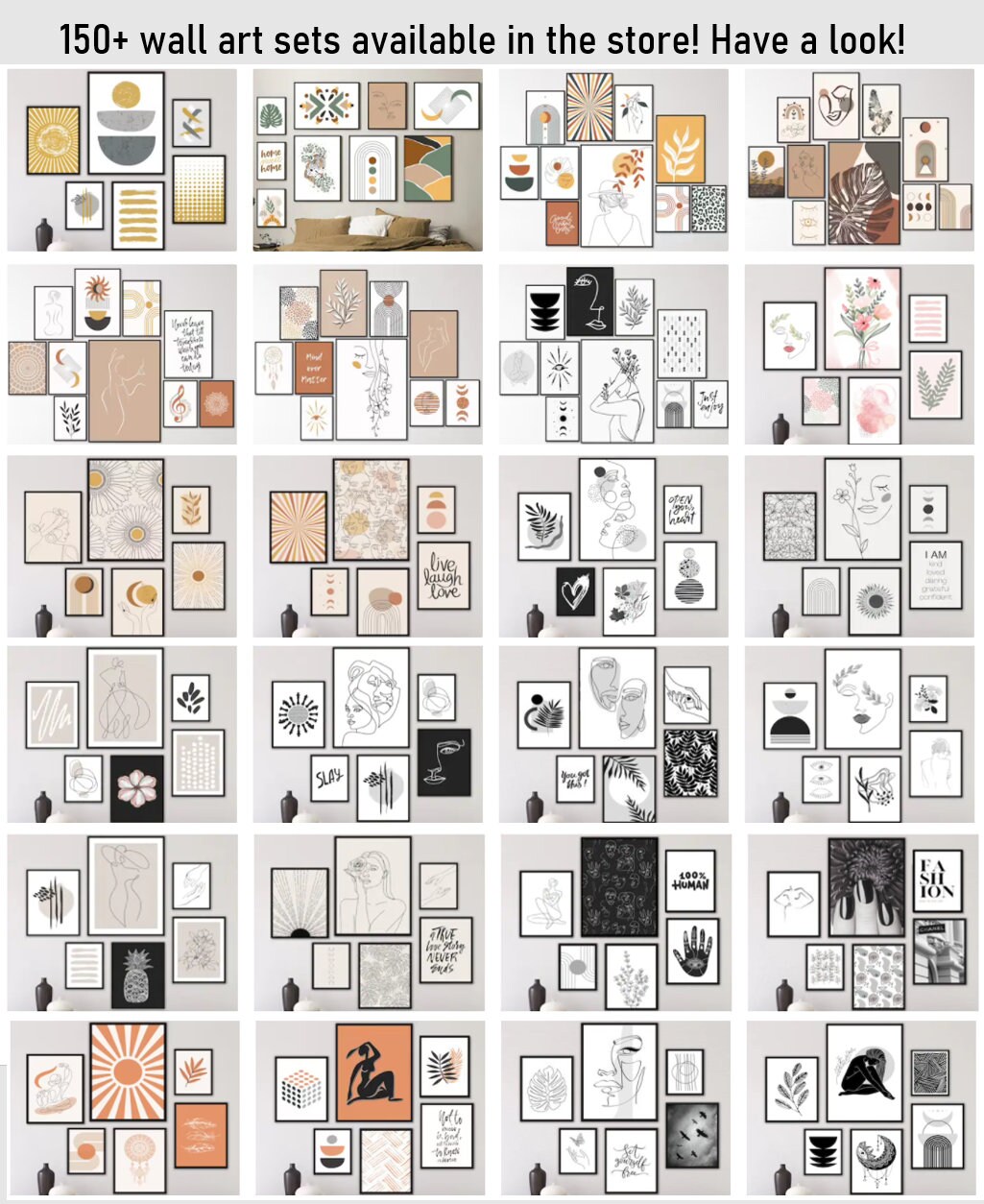 Black White Wall Art Set of 3 Printable Download Gallery Wall - Etsy