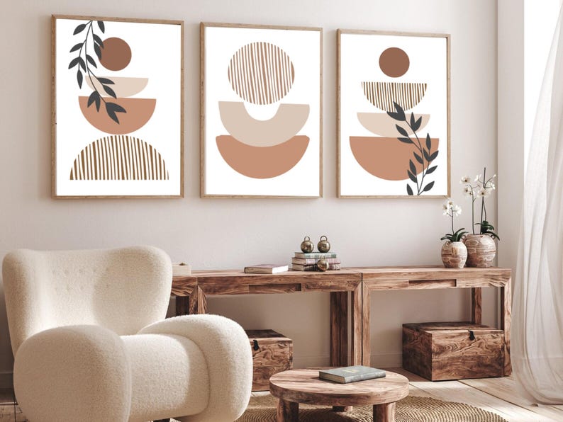 Minimalist Boho Wall Art Prints Set of 3 Gallery Wall Set Boho Prints for Framing Abstract Printable Wall Art Modern Bedroom Wall Decor image 1