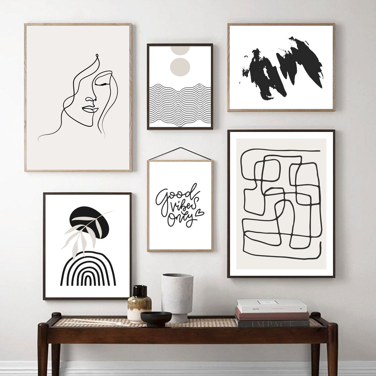Black and White Prints for Wall Art Set Gallery Prints Boho - Etsy