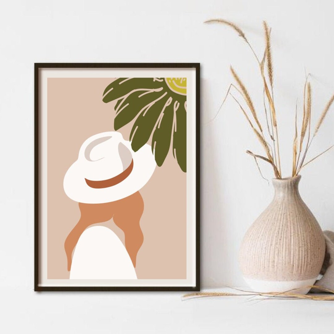 Boho Wall Art, Modern Boho Wall Decor, Abstract Boho Art Woman Print, Digital Printable Wall Art