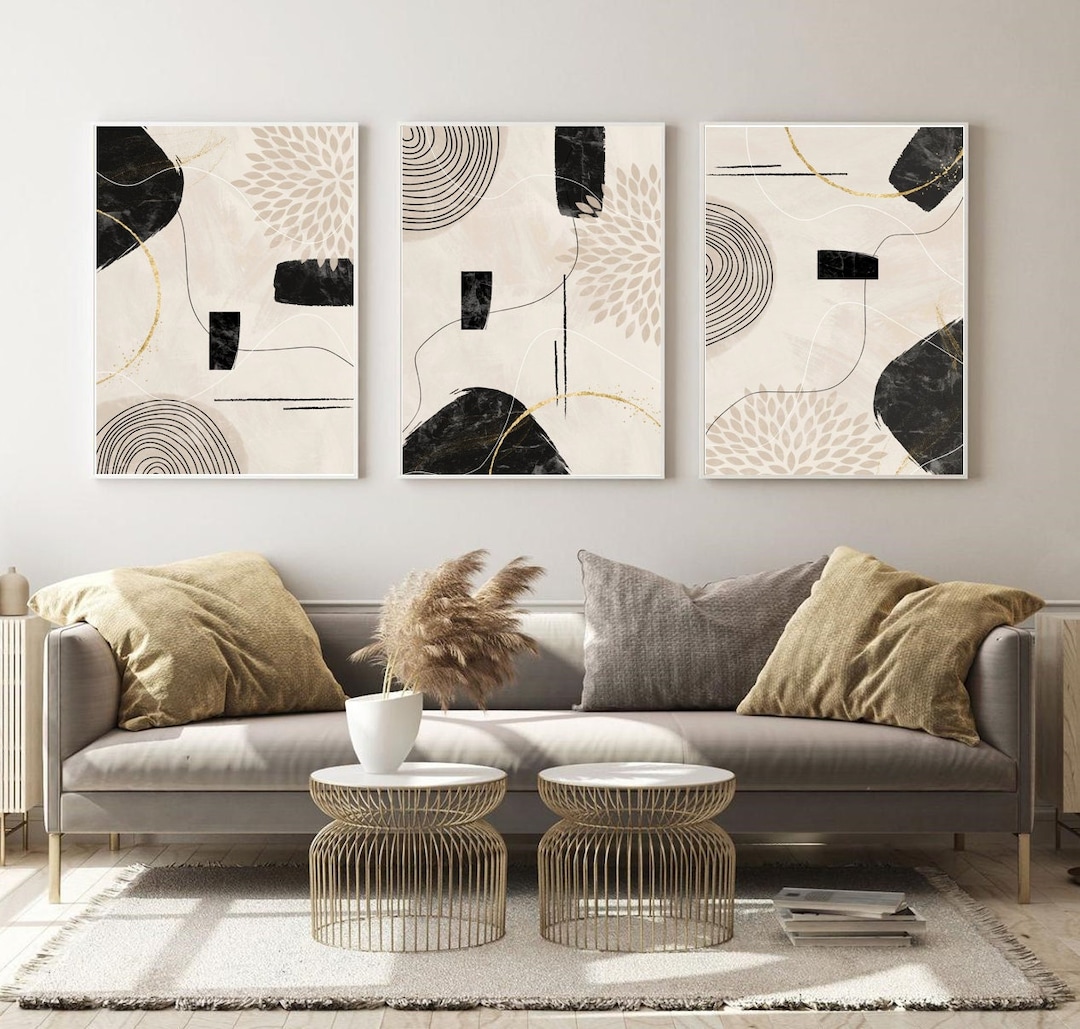 Modern Minimalist Wall Art Set of 3 Abstract Prints Boho Wall Decor ...