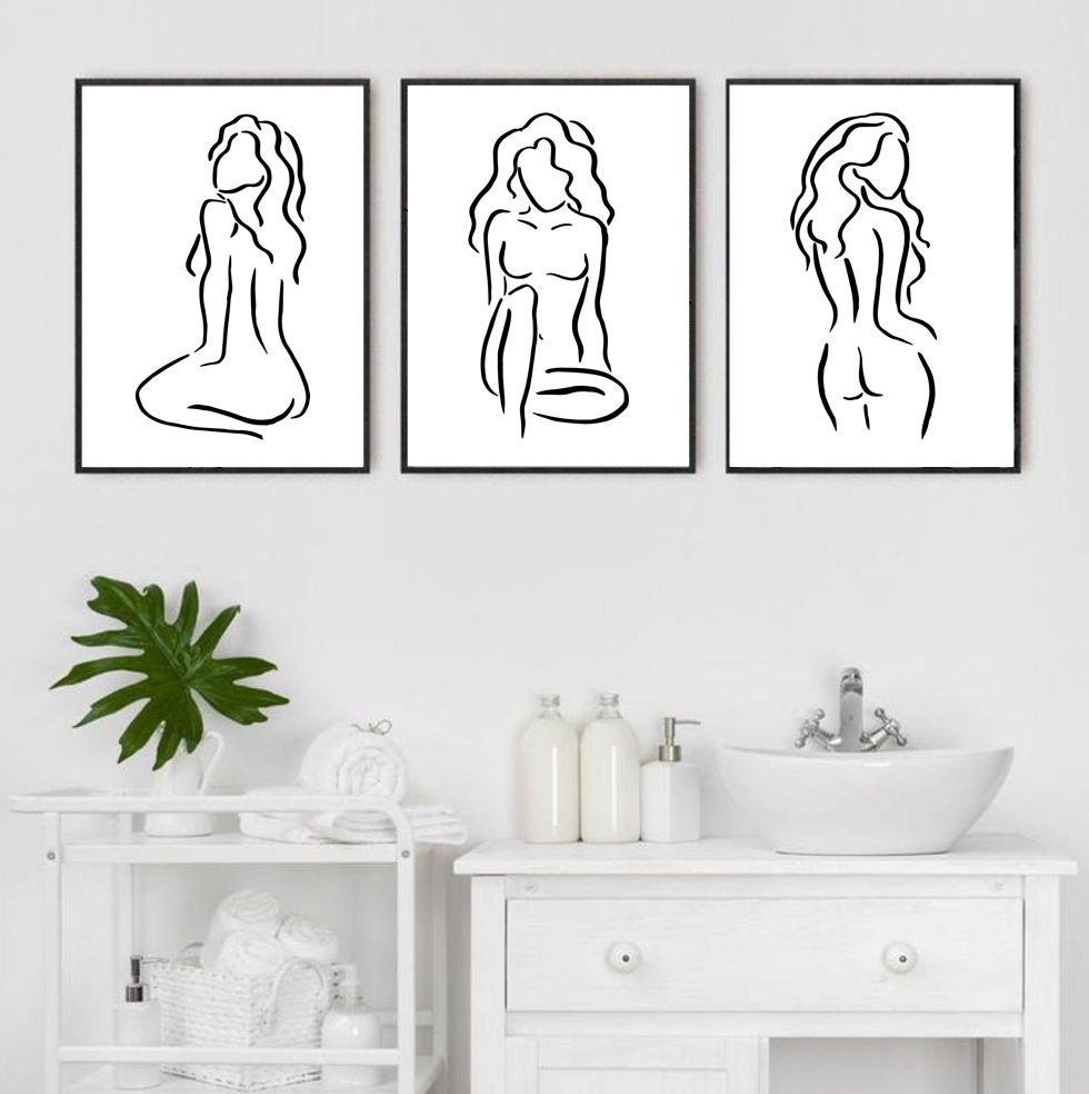 Black and White Wall Art Black and White Prints Bathroom Wall | Etsy