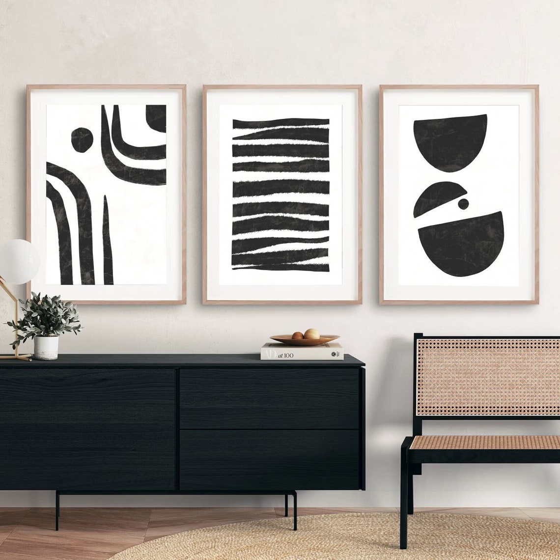 Set of 3 Prints Black and White Wall Art Prints Download Boho Gallery ...