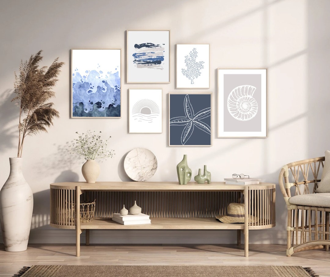 Coastal Prints Wall Art Set Blue Beach House Decor Digital Download ...