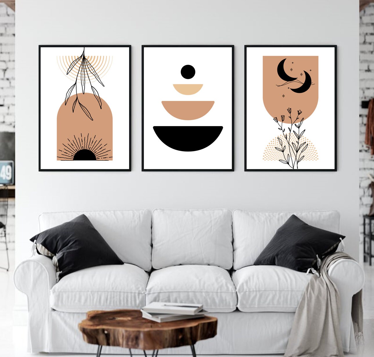 Neutral Boho Wall Art Set of 3 Printable Download Gallery Wall Prints ...
