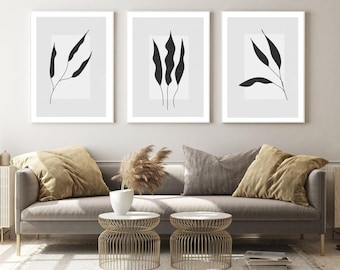 Impressions noir et blanc Art mural Art abstrait moderne Imprimable Boho Wall Decor Impressions numériques téléchargeables pour encadrer Minimalist Home Decor