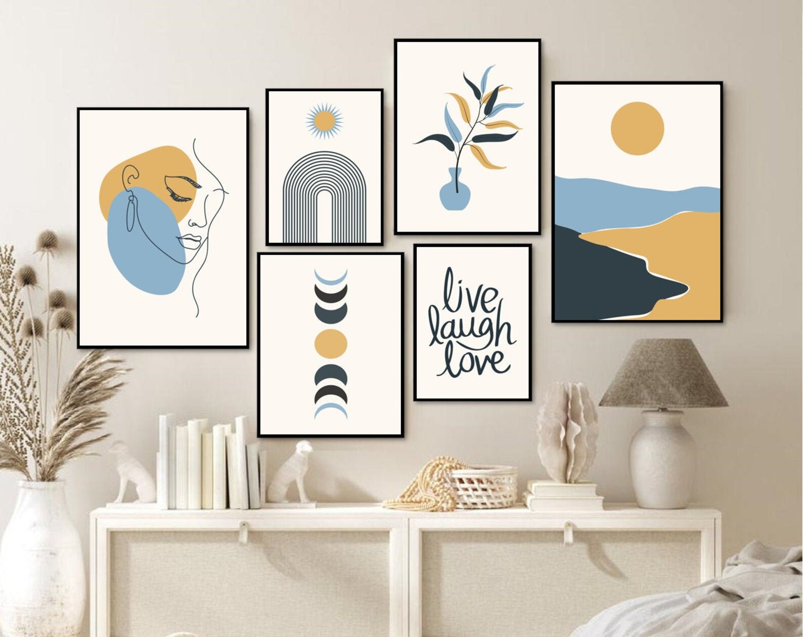 Boho Wall Decor Boho Art Set of 6 Prints Boho Wall Art Gallery - Etsy