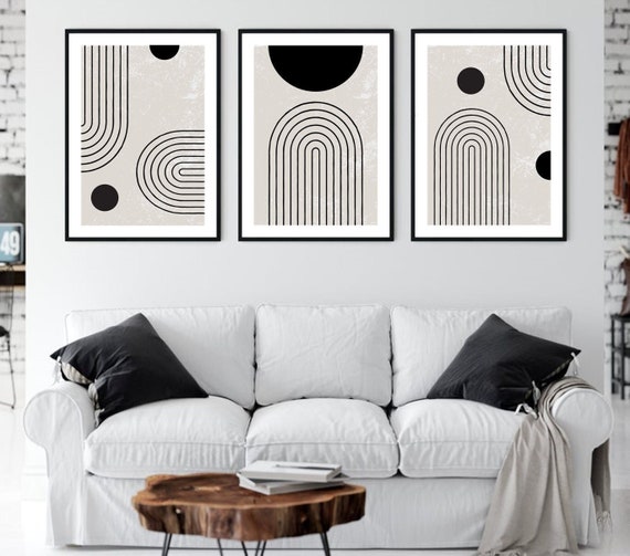Black White Wall Art Set of 3 Printable Download Gallery Wall - Etsy