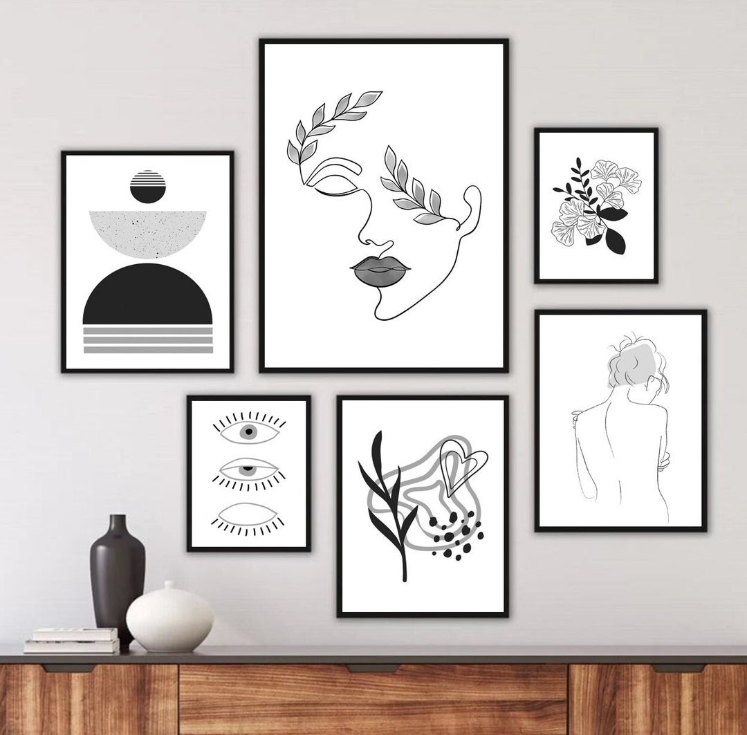 Black White Wall Art Grey Black White Prints for Framing Digital