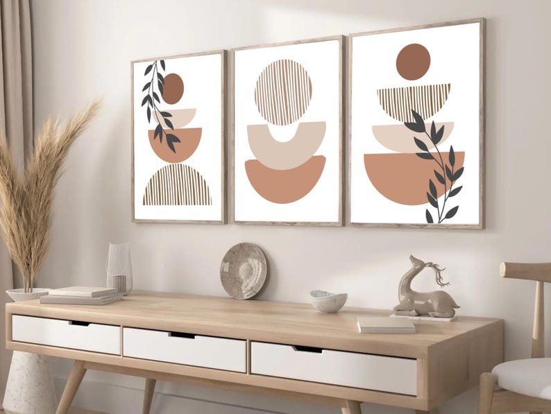 Minimalist Boho Wall Art Prints Set of 3 Gallery Wall Set Boho Prints for Framing Abstract Printable Wall Art Modern Bedroom Wall Decor image 4