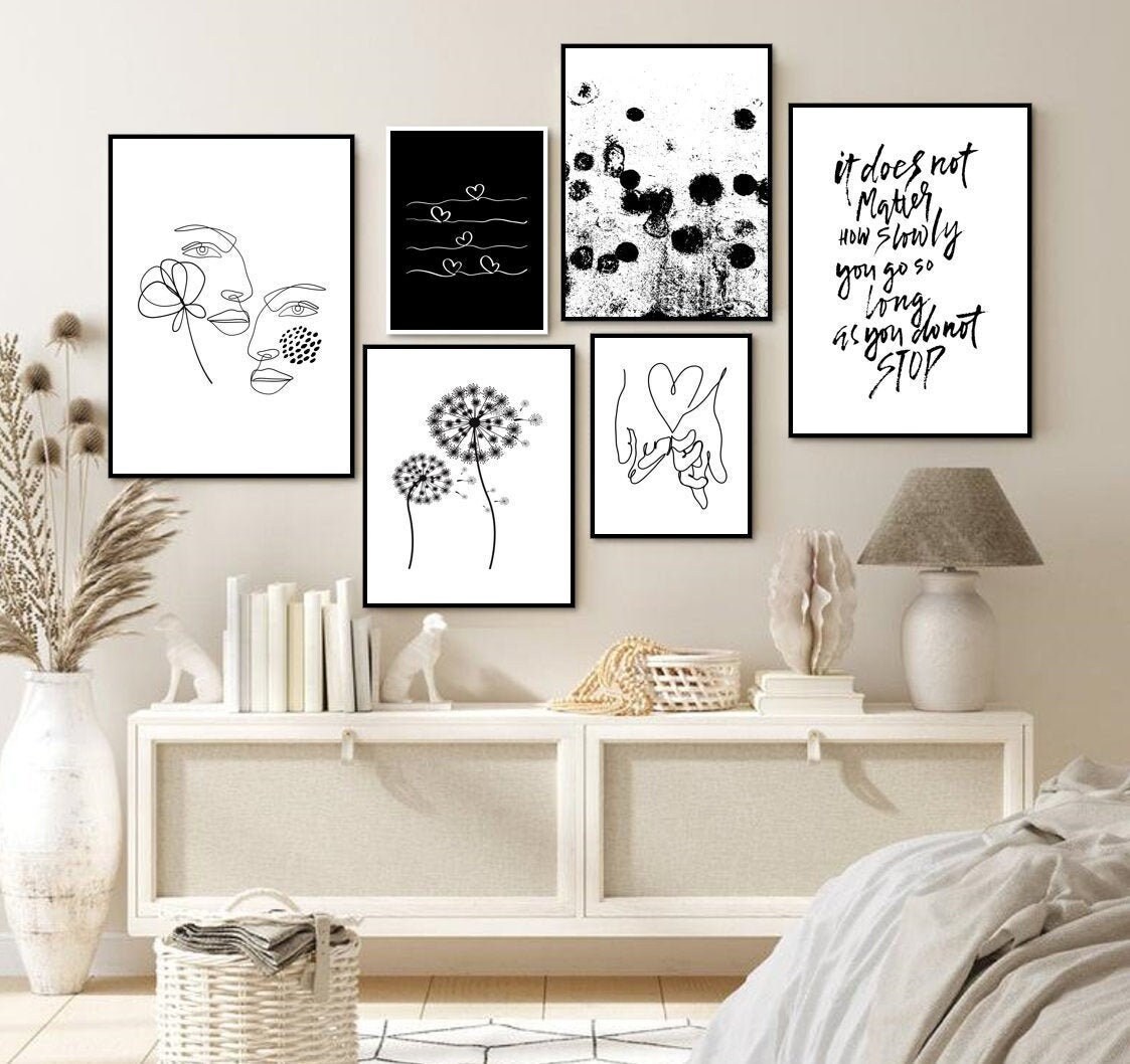 Black and White Wall Art Prints Set Printable Abstract Gallery Wall Set ...