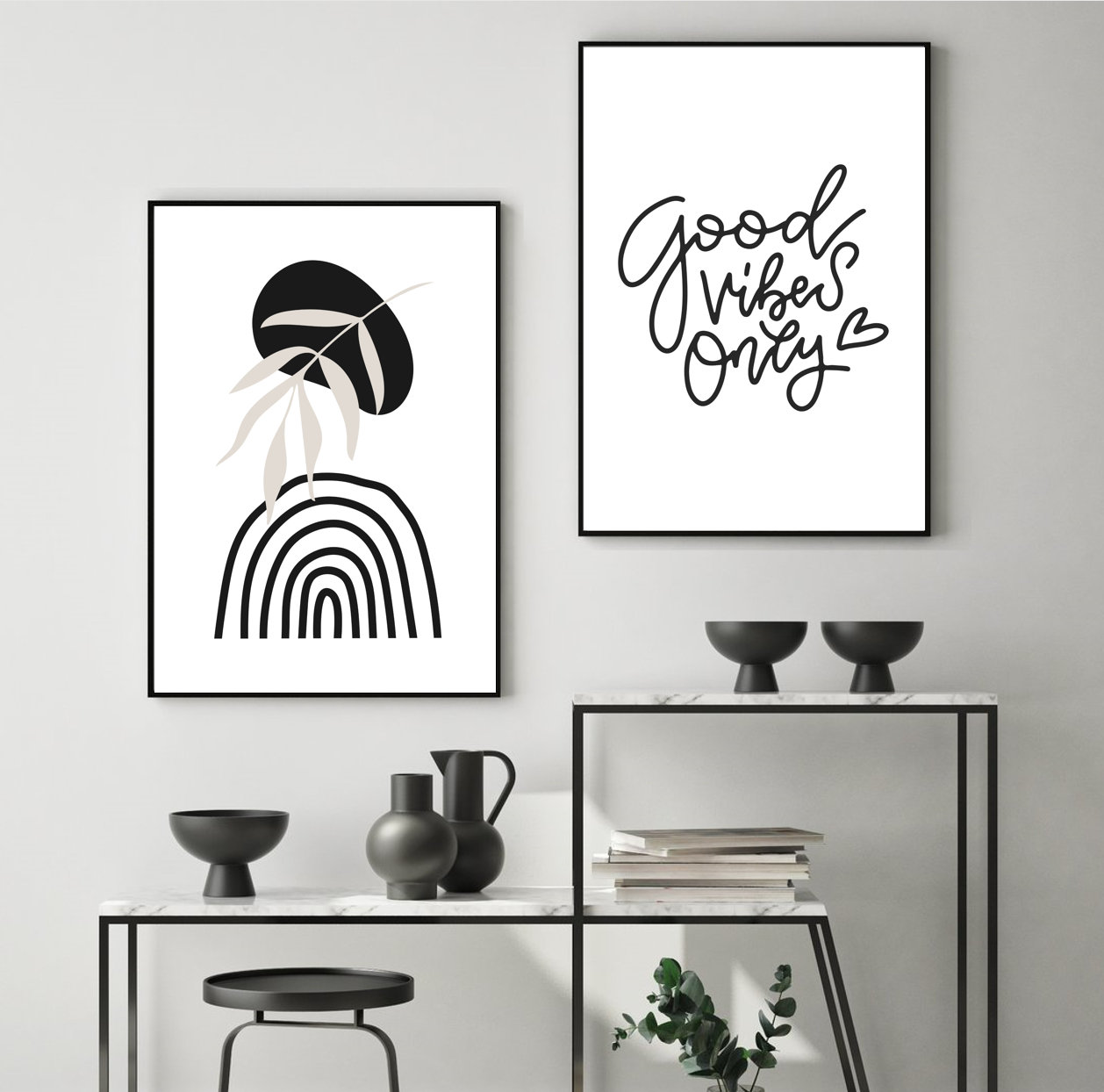 Black and White Prints for Wall Art Set Gallery Prints Boho | Etsy