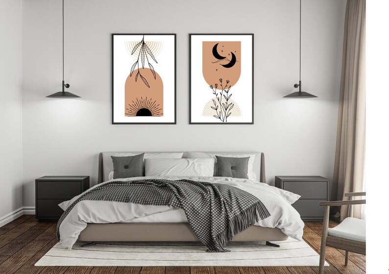 Neutral Boho Wall Art Set of 3 Printable Download Gallery Wall - Etsy