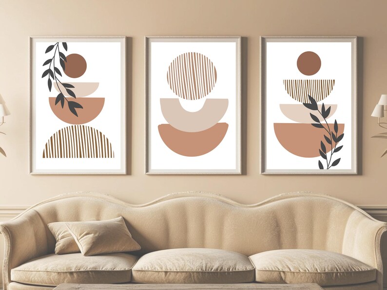 Minimalist Boho Wall Art Prints Set of 3 Gallery Wall Set Boho Prints for Framing Abstract Printable Wall Art Modern Bedroom Wall Decor image 3