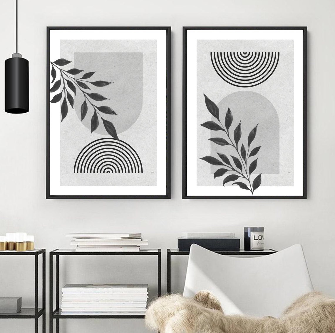 Black and White Wall Art Prints Set of 3 Abstract Boho Wall - Etsy