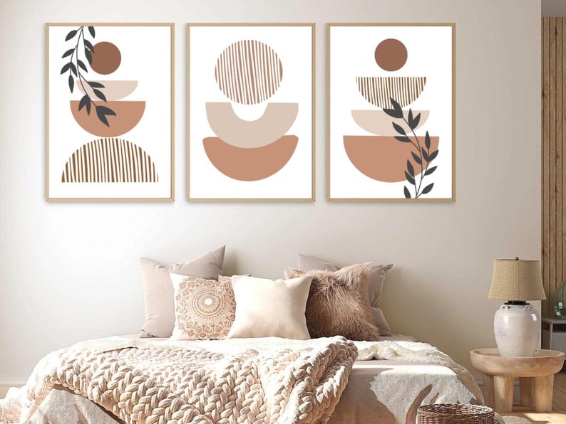 Minimalist Boho Wall Art Prints Set of 3 Gallery Wall Set Boho Prints for Framing Abstract Printable Wall Art Modern Bedroom Wall Decor image 2