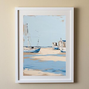 Coastal Wall Art Set Blue Beach Prints Nautical Beach House Decor ...