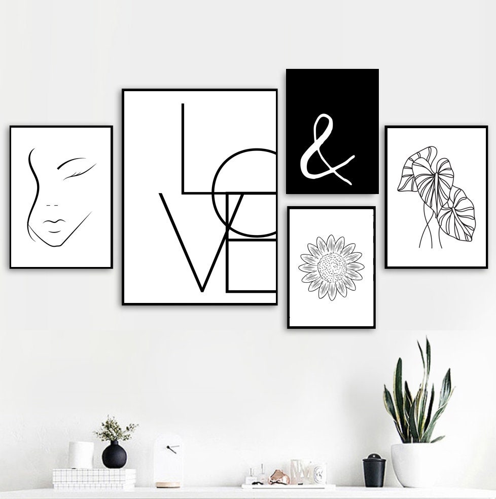 Black and White Wall Art Abstract Art Boho Wall Art Black Etsy UK